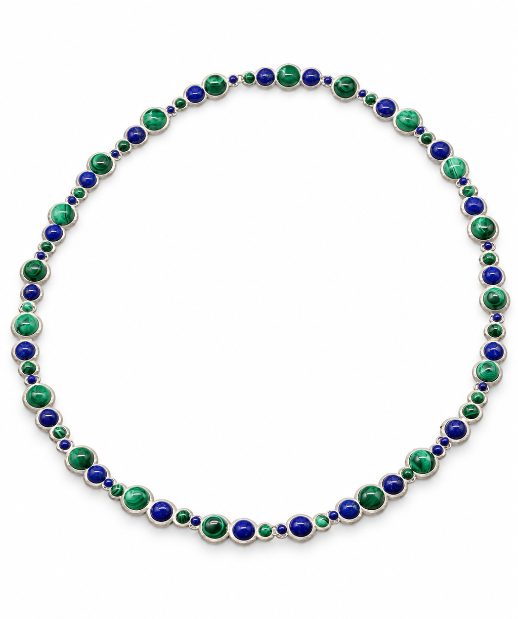 Blue Lapis and Green Malachite Bubble Necklace