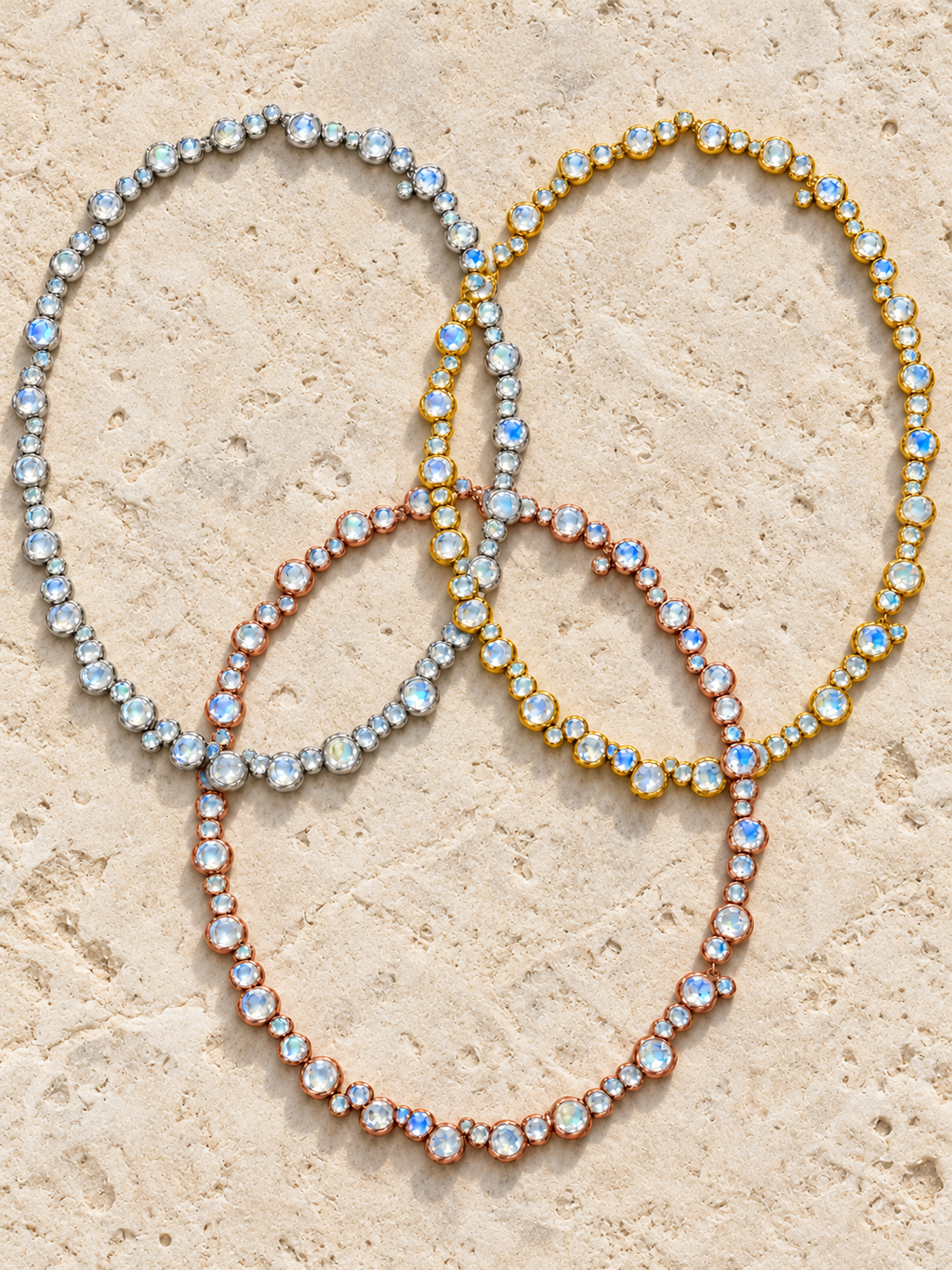 Rainbow Moonstone Bubble Necklace
