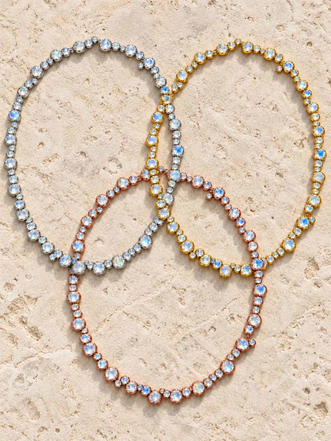 Rainbow Moonstone Bubble Necklace