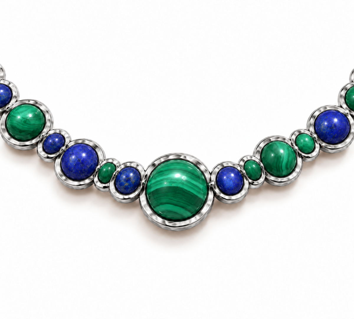 Blue Lapis and Green Malachite Bubble Necklace
