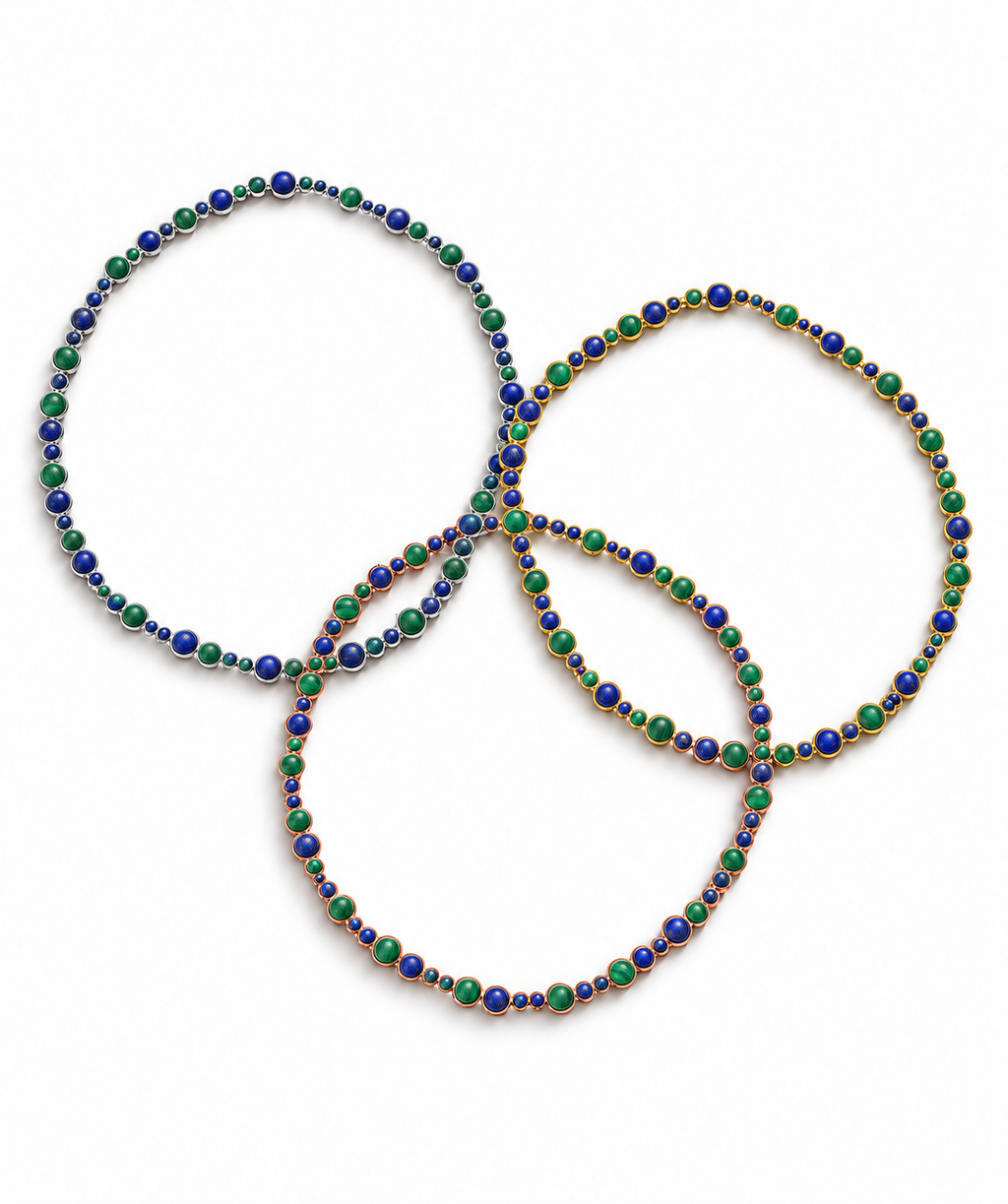 Blue Lapis and Green Malachite Bubble Necklace