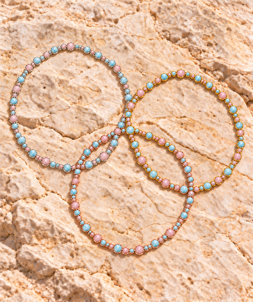 Blue Larimer and Pink Opal Bubble Necklace