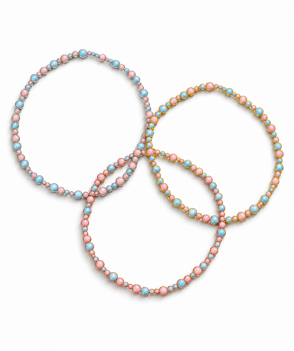 Blue Larimer and Pink Opal Bubble Necklace