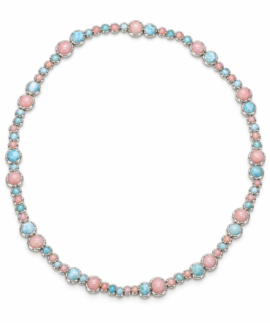 Blue Larimer and Pink Opal Bubble Necklace