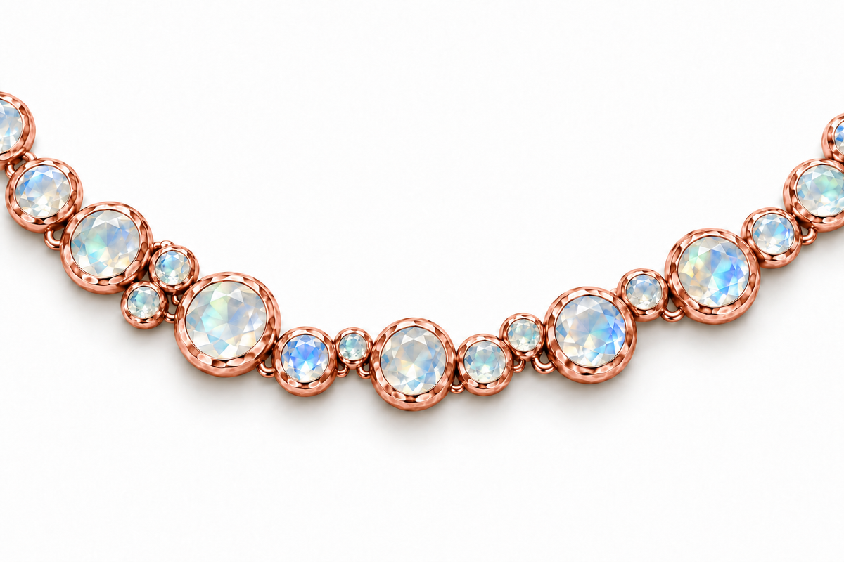 Rainbow Moonstone Bubble Necklace