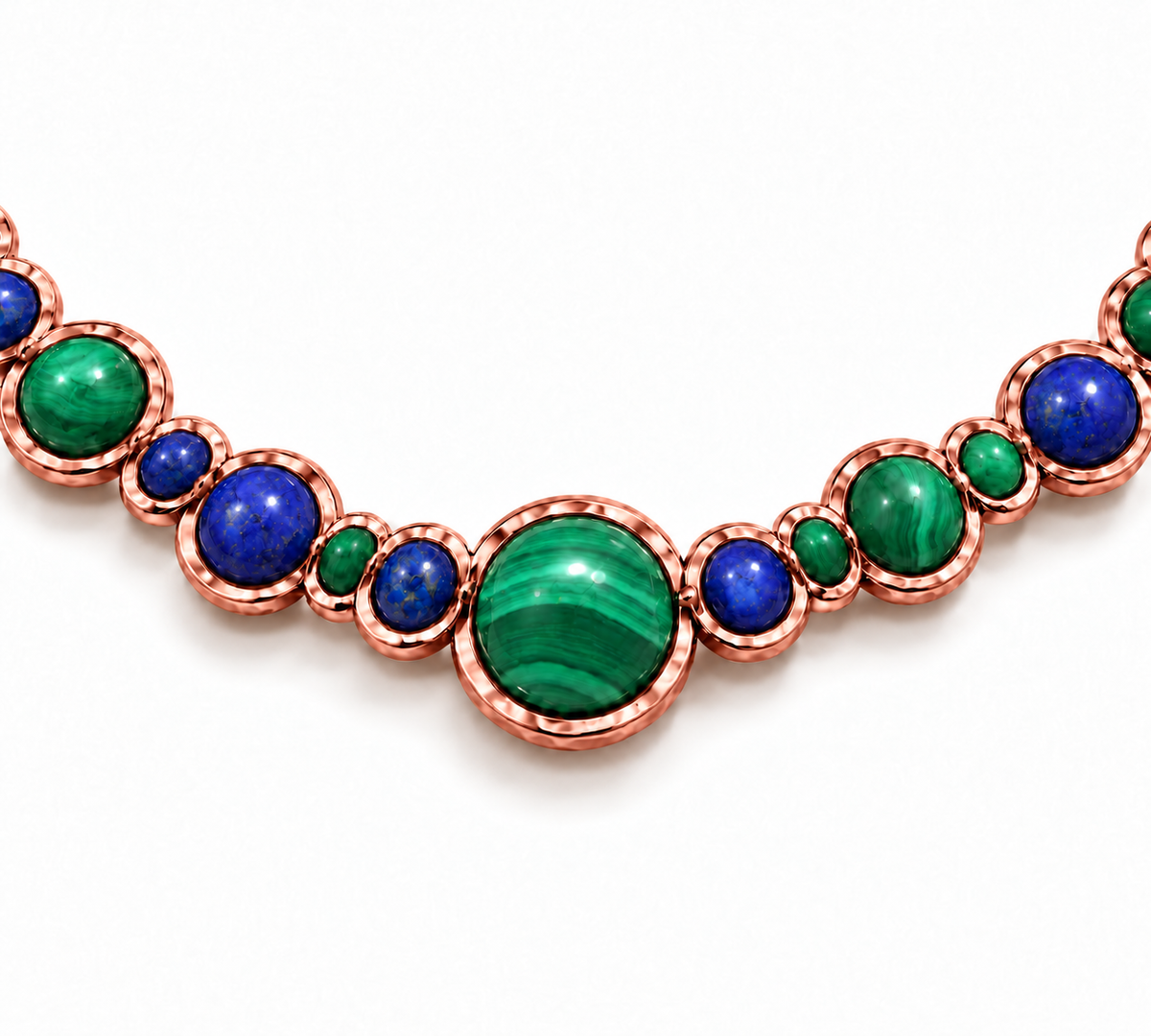 Blue Lapis and Green Malachite Bubble Necklace