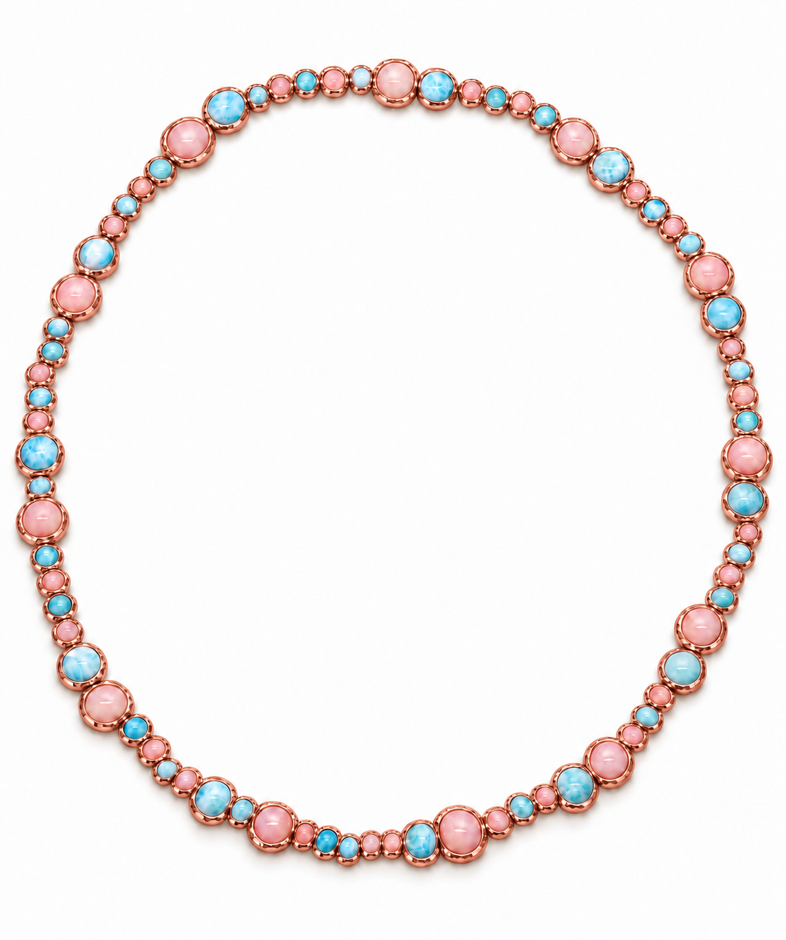 Blue Larimer and Pink Opal Bubble Necklace