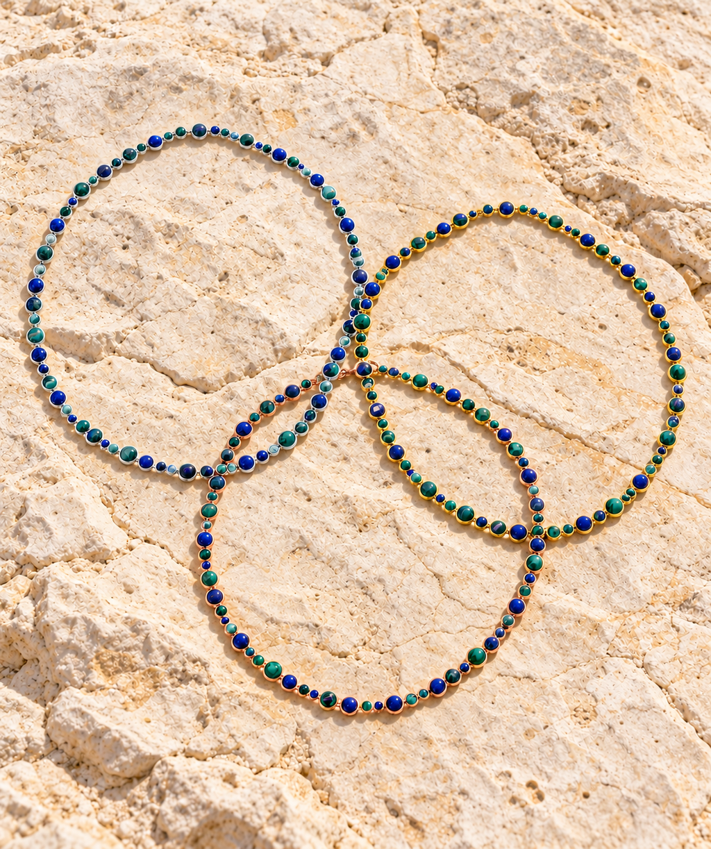 Blue Lapis and Green Malachite Bubble Necklace