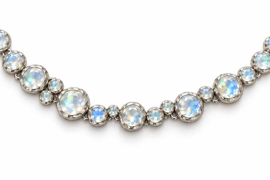 Rainbow Moonstone Bubble Necklace