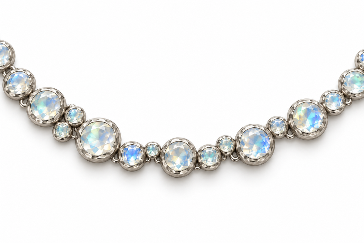 Rainbow Moonstone Bubble Necklace