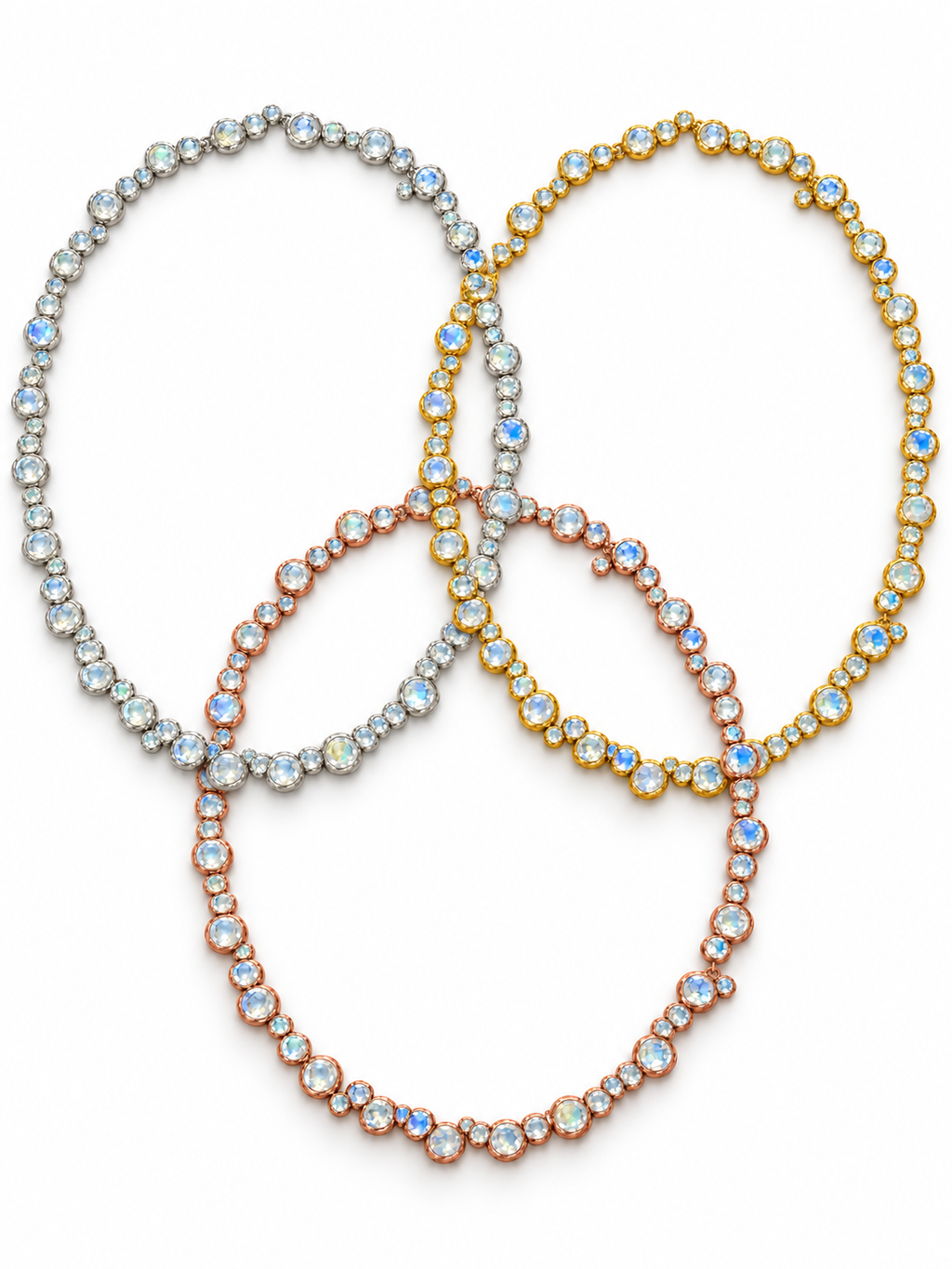 Rainbow Moonstone Bubble Necklace