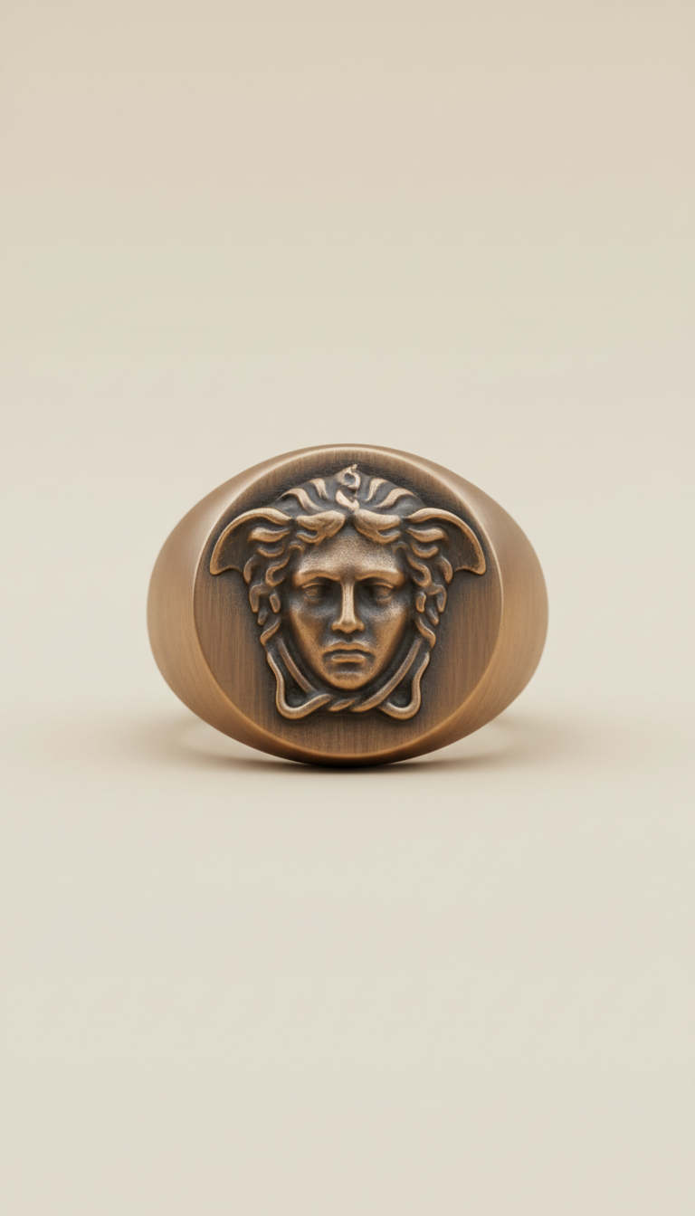 Medusa Signet Ring Onyx Inset