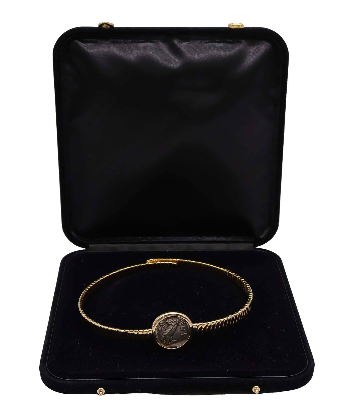 Ancient Greek Coin Tubogas Choker Silver 18ct Gold Vermail 400BC Coin