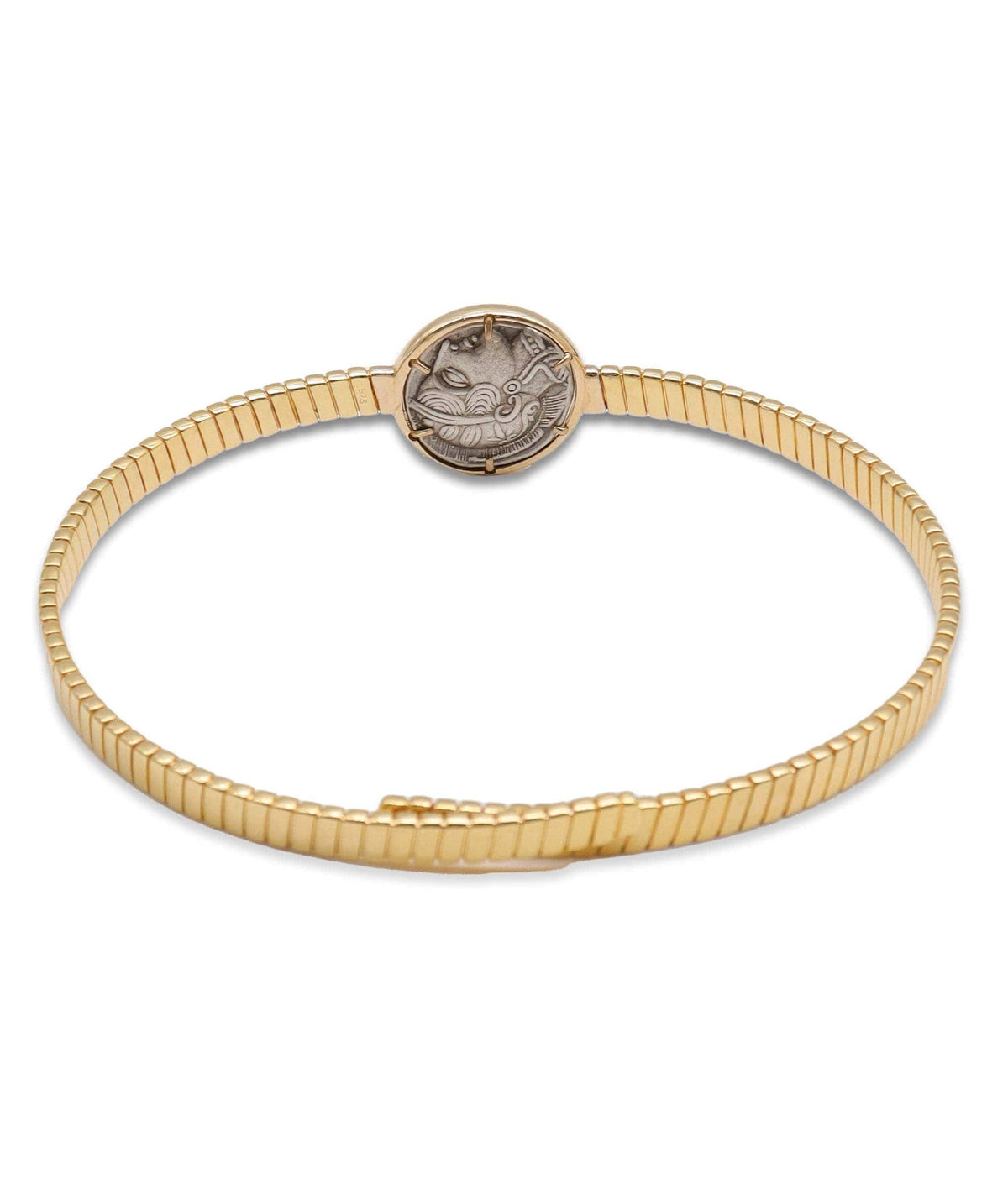 Ancient Greek Coin Tubogas Choker Silver 18ct Gold Vermail 400BC Coin