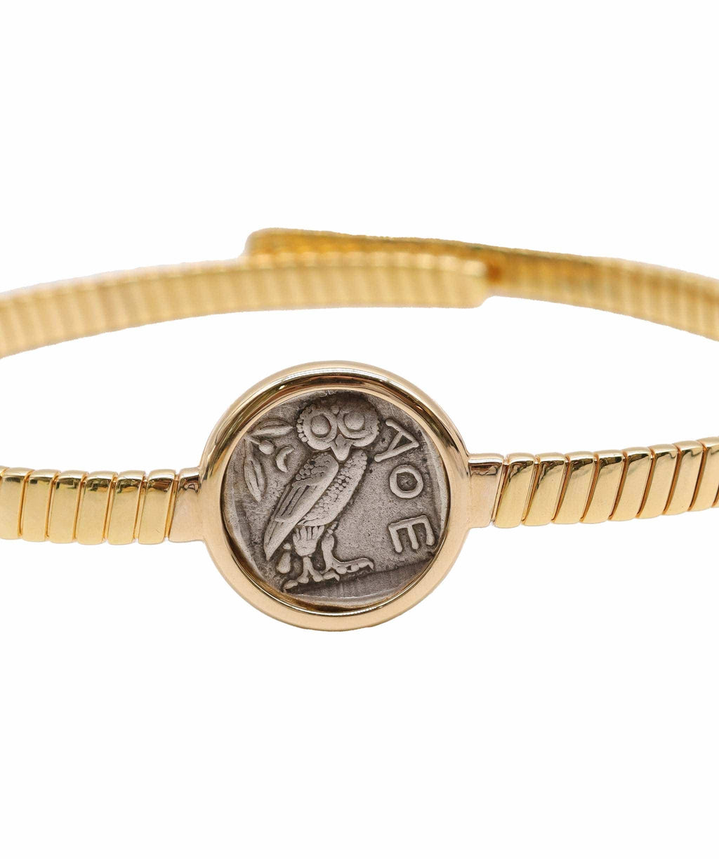 Ancient Greek Coin Tubogas Choker Silver 18ct Gold Vermail 400BC Coin
